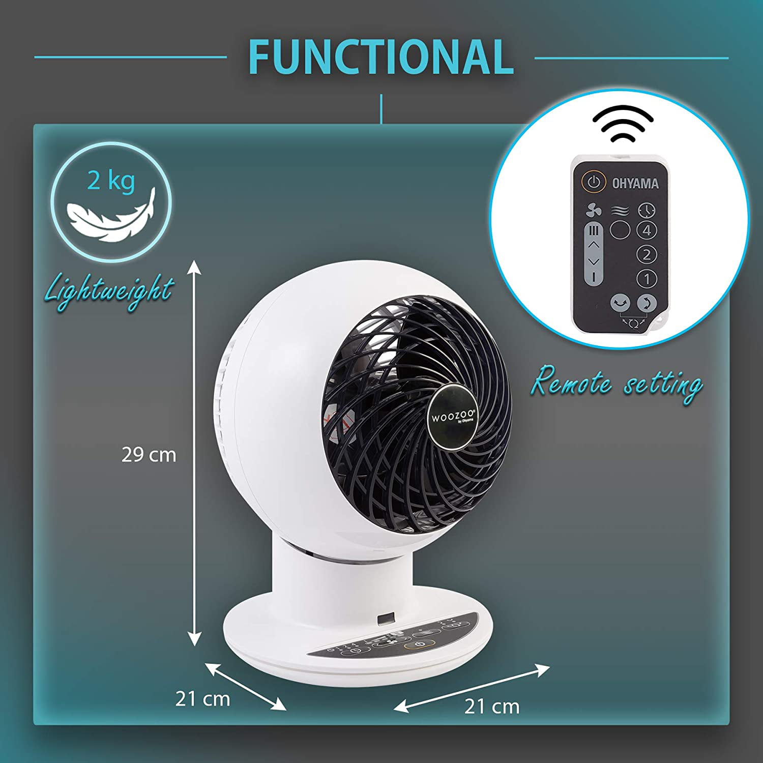 Woozoo PCF-SC15T Oscillating Fan with Remote Control White for sale online 