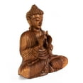 thumbnail image 5 of Wooden Serene Sitting Buddha "Uttarabodhi Mudra" Statue Handmade Meditating Sculpture Figurine Home Decor Accent Handcrafted Art Modern Oriental Decor Size: 16" tall x 12" wide x 6" deep, 5 of 9