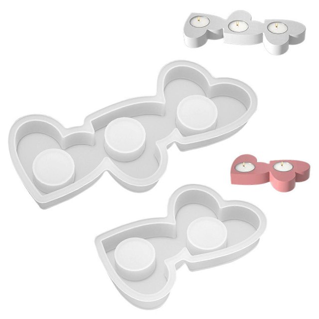 2Pcs Heart Candle Base Molds for Making Tealight Holder Candle Holder Home Decorations, Heart Tealight Holder Molds