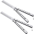 thumbnail image 1 of 2 Pieces Butterfly Combs Stainless Steel Folding Training Practice Combs Hair Styling Tools for Sport Outdoor Use (Silver), 1 of 7