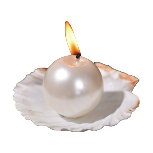 Cera Perfumada Vela perfumada de concha de perla en cera blanca, adorno decorativo para el hogar, centro de mesa y regalo de cumpleaños único para mujeres, pieza única blanca Rkxzt
