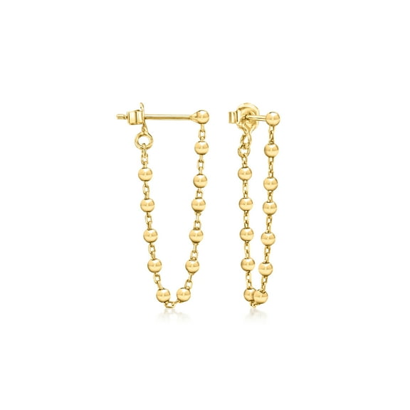 Pure Collection by Ross-Simons 18kt Gold Over Sterling Bead-Chain Drop Earrings, Women's, Adult