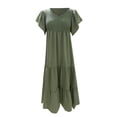 thumbnail image 7 of Maternity Summer Short Sleeve Loose Swing Dress Solid Color Elastic Long Skirt Casual Women Dress Woman's Dresses Summer Womens Business Casual Dress Athletic Dress Dressy Dresses Womens Maxi Dresses, 7 of 7