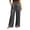 Gray, variant on Plus Size Women's Satin Pants Ruffled Waistband Wide Leg Pants High and Elastic Waist Trousers with Pockets