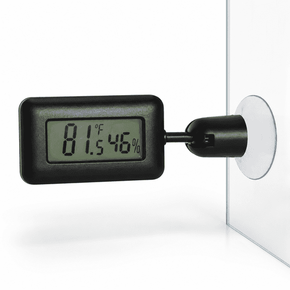 Digital Thermometer Hygrometer with Suction Cup, Temperature and Humidity Monitor for Reptile Tank, Terrarium & Aquarium Glass, °F/°C