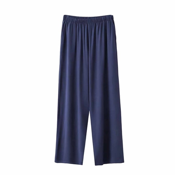 StSilkitty Big and Tall Pajama Pants for Mens Solid Color Elastic Waist Wide Leg Sleepwear Trousers with Pockets