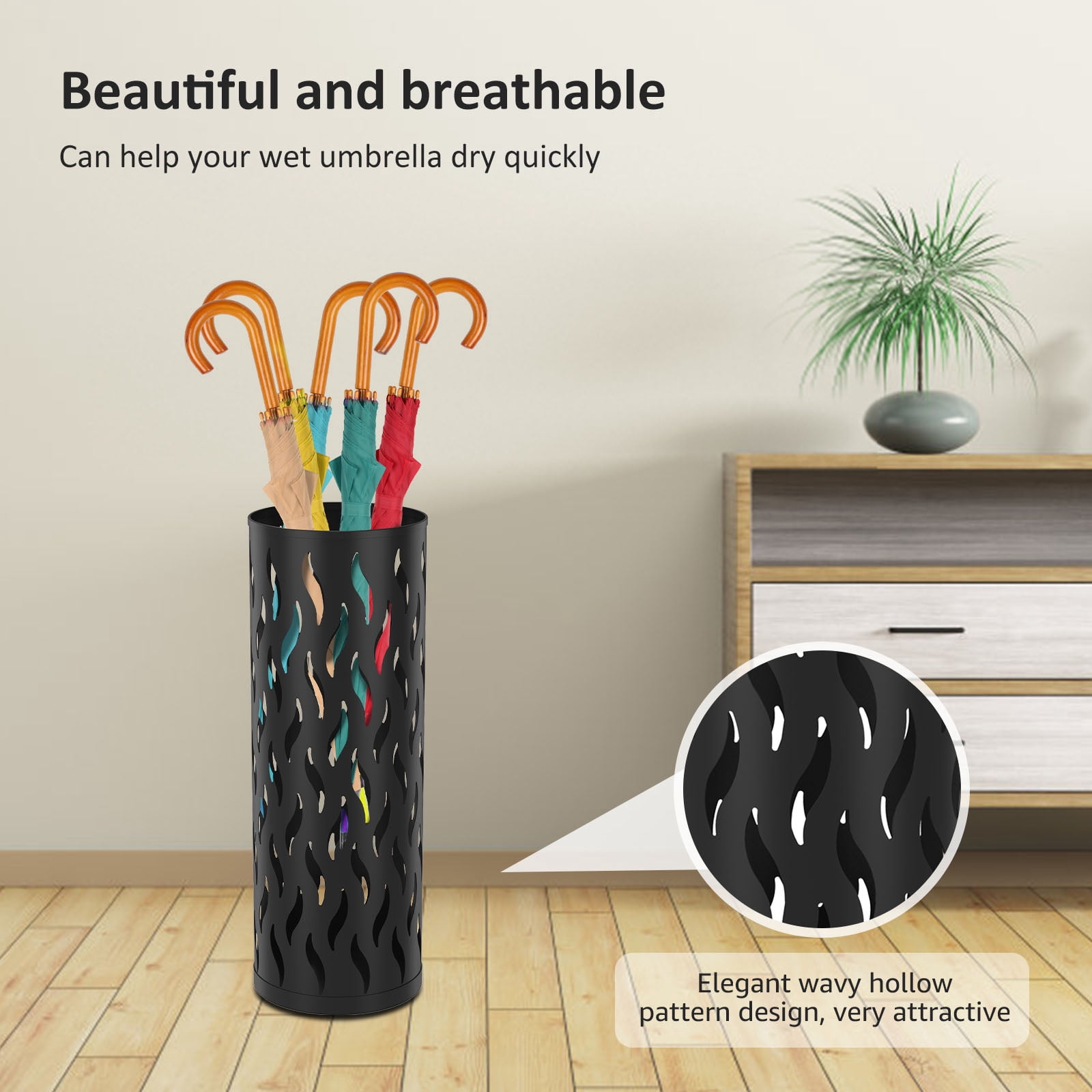 Umbrella Stand Metal Umbrella Holder Hollowed Umbrella Rack Freestanding Umbrella Stand Rack Practical Umbrella Organizer Indoor Umbrella Storage Rack for Home Entryway