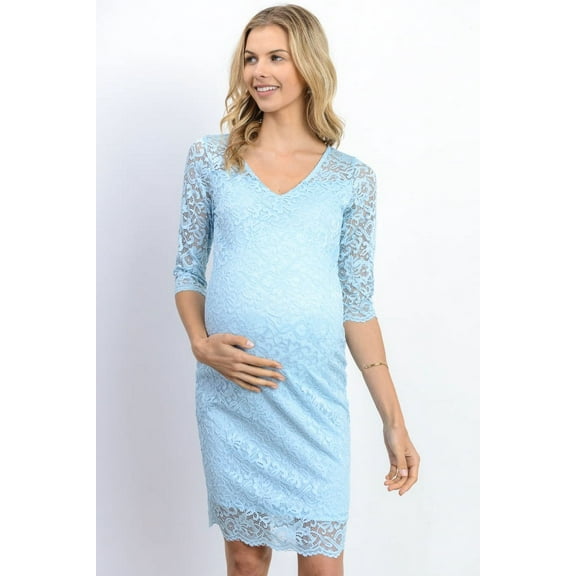 Floral Scallop Lace V-Neck Maternity Dress