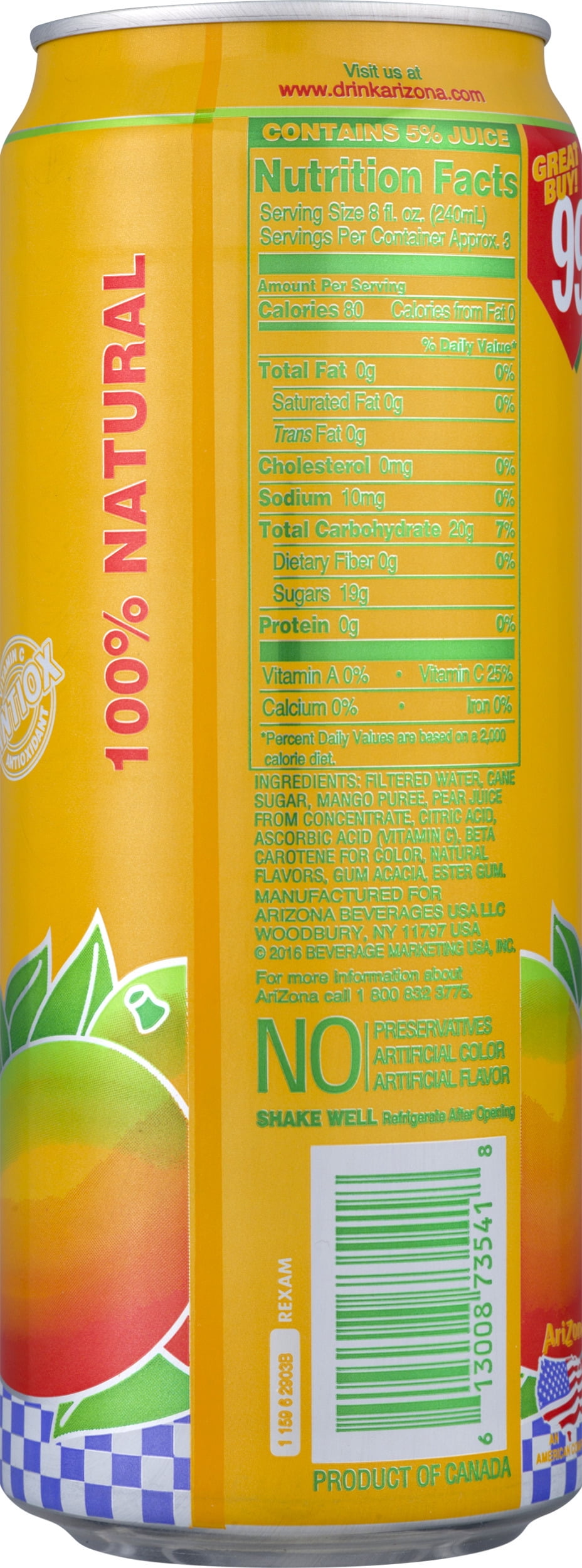 Arizona Iced Tea Mango Nutrition Facts Besto Blog