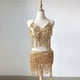 thumbnail image 4 of Conjunto de traje de danza del vientre con lentejuelas para mujer - Chaleco + falda, poliéster/lentejuelas, talla única - Con borlas/ropa de fiesta, 4 of 5