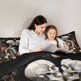 thumbnail image 4 of Castle Fairy Gothic Skeleton Couple Queen Comforter Set 3 Pieces,Romantic Floral Rose Skull Comforter Sets Queen,Cream Blacks,1 Comforter and 2 Pillowcases,Black Reversible, 4 of 6