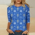 thumbnail image 2 of DDAPJ pyju Womens 3/4 Sleeve Hanukkah Shirts Menorah Graphic T-shirt Novelty Holiday Tees Chanukah Gifts for Jewish Multicolor M, 2 of 6