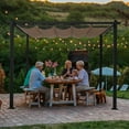 thumbnail image 5 of OverPatio 10' X 13' Pergola with Sun Shade Canopy Patio Metal Shelter for Porch Garden Beach Pavilion Grill Gazebo Modern Yard Grape Trellis Pergola, Khaki, 5 of 6