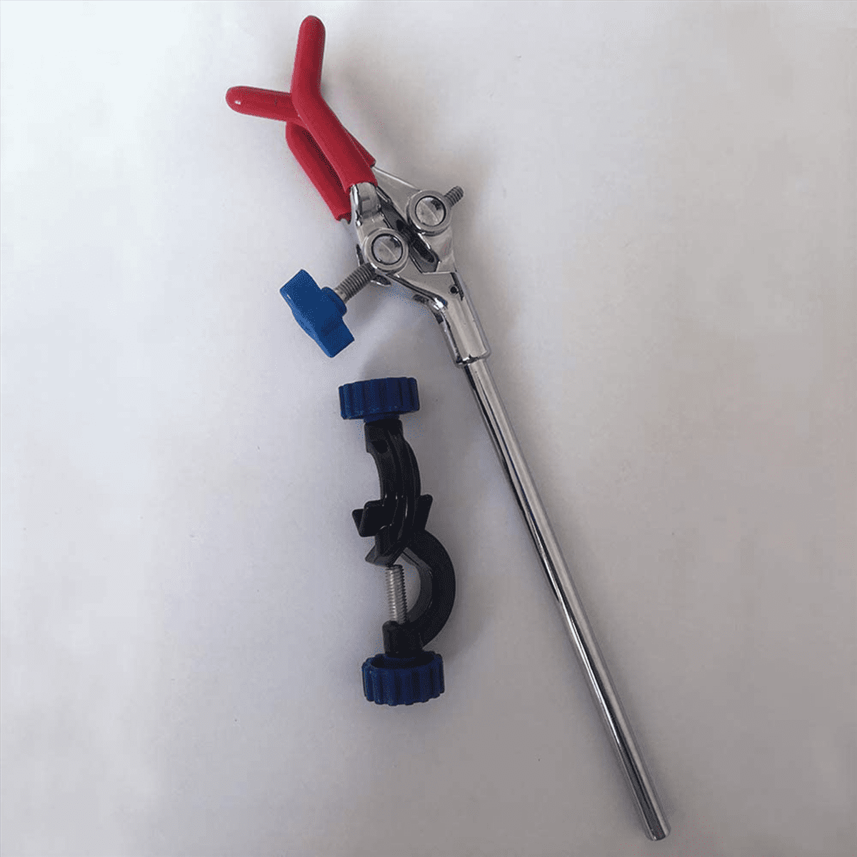 3X Lab Clamp 3 Finger Adjust Jaw with Scientific Extension Adjustable Black Laboratory Stand Clip