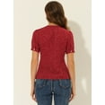 thumbnail image 4 of DARING DIVA Women's Polka Dots Peter Pan Collar Puff Sleeve Shirt XXL Red, 4 of 6