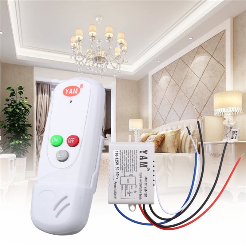 Wireless 1 Way On Off Light Lamp Digital Wall Remote Control Switch And Receiver Kit No Wiring Ceiling Lights Fans Lamps Bulbs Ac110v Com Light Lamp Digital Wall Remote Control, Battery Operated Ceiling Light With Wall Switch