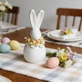thumbnail image 4 of Hometravel Easter Bunny Figurine, Ceramic Sculpted Rabbit Statue for Home Decor, Minimalist Spring Holiday Table Centerpiece, Easter Shelf Accent, Living Room Mantel Decor, 4 of 6