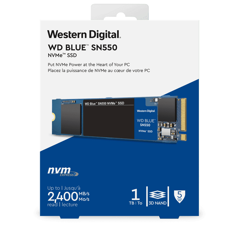 Sandisk - WD Blue SN550 NVMe SSD 2To M.2 NVMe SSD WD Blue SN550 NVMe SSD 2To  M.2 NVMe SSD PCIe Gen 3.0 Up to 2400Mo/s Read/1950Mo/s Write - SSD Interne 