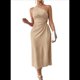 thumbnail image 1 of Vestido de Verano Midi Sin Mangas con un Solo Hombro y Abertura Alta para Mujer, Color Albaricoque XL, 1 of 7
