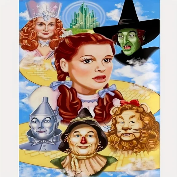 The Wizard of Oz 5D Diamond Painting Tools for Adults DIY Diamond Art Tools for Beginners with Round Full Diamond Diamond Gemstones Home Wall Painting Art Decoration Gift Artwork