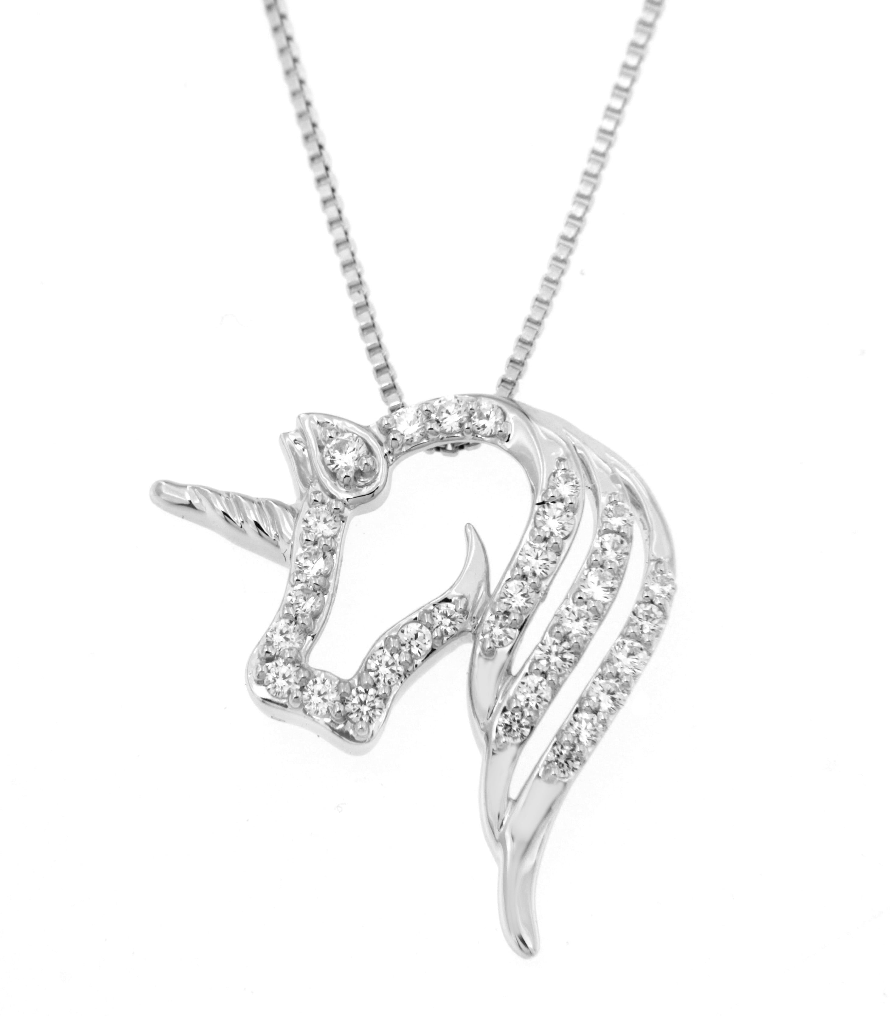 NATALIA DRAKE 1/4 Diamond Unicorn Necklace on 18 inch Chain in Rhodium  Plated Sterling Silver for Women (Color HI / Clarity I2)