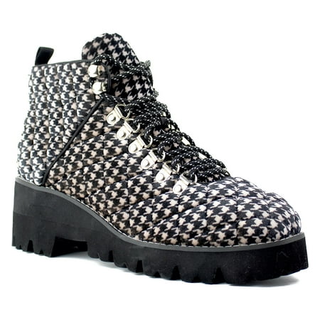 

Cecelia New York Heaven Herringbone Lace Up Lug Sole Combat Moto Fashion Boots (Herringbone 9.5)