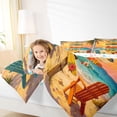 thumbnail image 3 of Castle Fairy Vintage Surfboard Sign King Bedding 7pcs,Sunset Palm Coastal Landscape King Bed in a Bag,Orange Sand,Reversible, 3 of 7