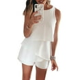 thumbnail image 3 of Summer Rompers for Women Summer Casual Jumpsuit Fashion Round Neck Sleeveless Ruffle Romper Elegant Stylish Comfortable Outfit, 3 of 8