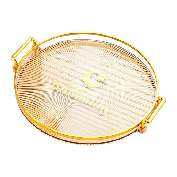 Bandeja de almacenamiento de joyas, bandeja de tocador para baño con asa, bandeja para mesa de centro, bandeja para servir postres y comida, centro de mesa de fiesta Marrón