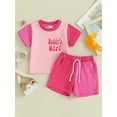 thumbnail image 2 of Qtinghua 2Pcs Infant Toddler Baby Boy Girl Summer Outfits Short Sleeve Contrast Color Tops and Shorts Clothes, 2 of 9