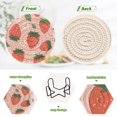 thumbnail image 4 of Haosy Set of 6 Drink Woven Coaster with Holder Heat Resistant Non-Slip Bar Coasters 4 Inches Strawberry Leaves Fower, 4 of 7