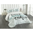 thumbnail image 3 of Ambesonne Chill Quilted Bedspread Set 3 Pcs, Positive Vibes Calligraphy, King Size, Teal Black Beige, 3 of 5