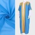 thumbnail image 5 of Open Front Thobe for Men Embroidery Bisht Sleeveless Arabic Dishdasha Mesh Stand Collar Arab Thobe for Wedding & Celebration Blue M, 5 of 8