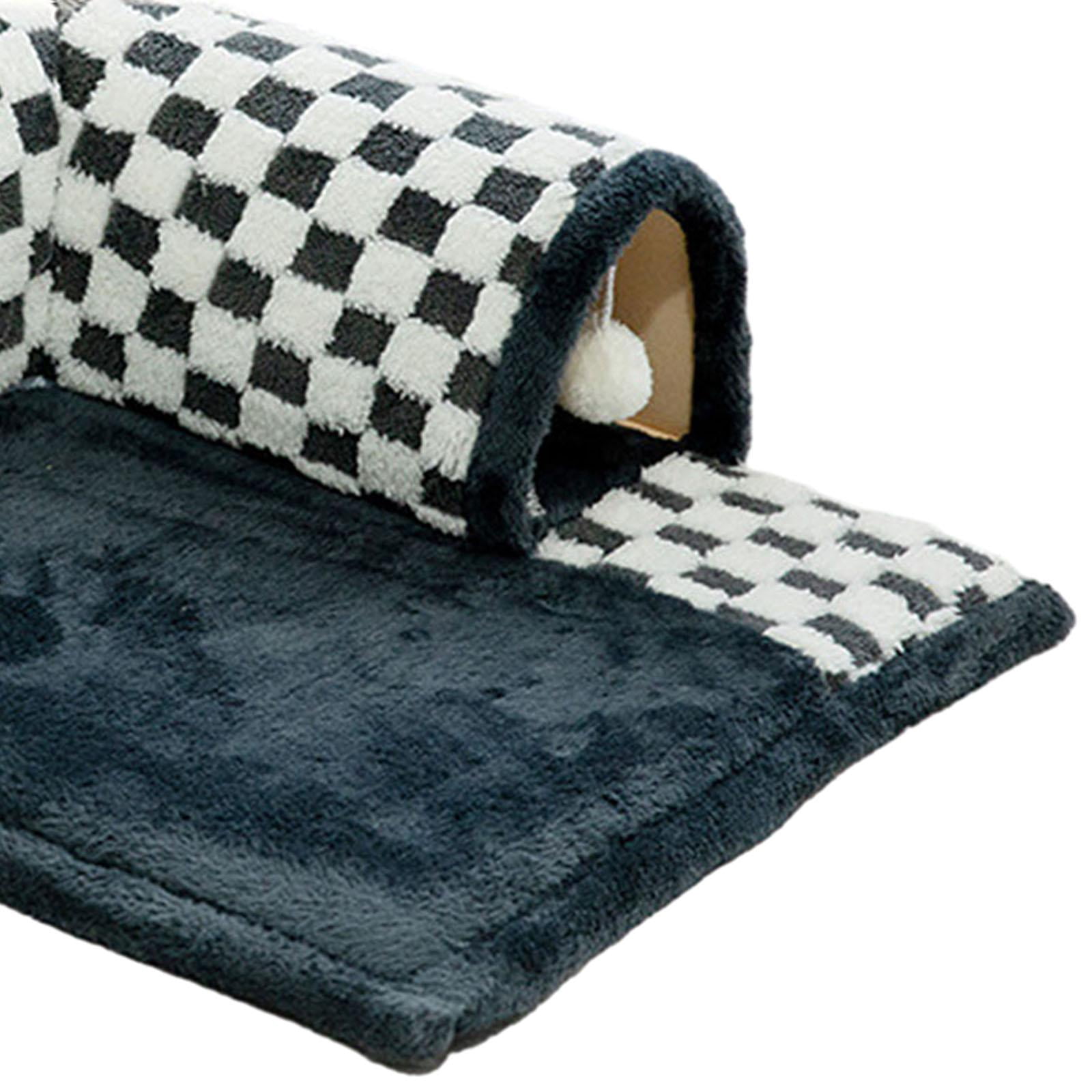 TOOYFUL 2 in 1 Cat Bed Play Tunnel Cats Play Mat with Playing Ball Toys Kitty Training Play Center Interactive for Indoor Cats Rabbit Black M