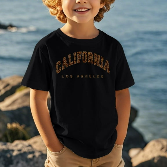 Kid Girls Shirts California Shirts Kids Letter Printed Short Sleeve Summer Tops Crewneck Tees T-Shirts for Girls 6-7 Years