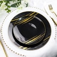 thumbnail image 6 of BalsaCircle 10 Black Gold Round 10" Disposable Salad Dinner Plastic Plates Metallic Prints Party Events Tableware, 6 of 8