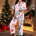 thumbnail image 3 of Christmas Pajamas Women's Two-Piece Christmas Pajamas short sleeves Button Shirt and Pants Set Home Clothes, 3 of 8