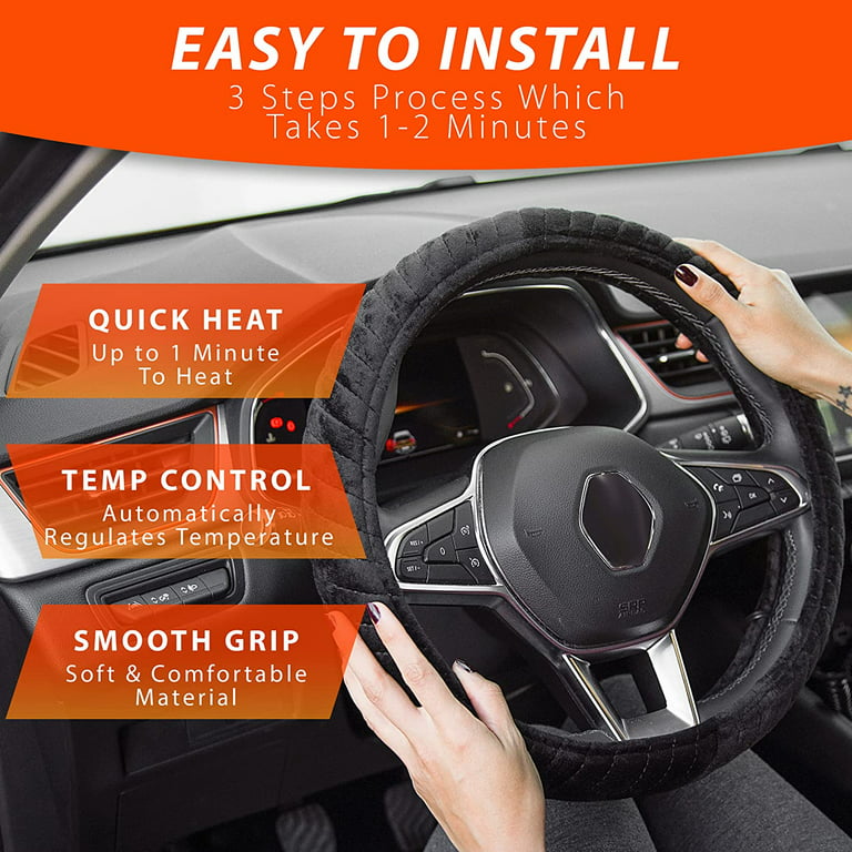 Zone Tech Ultra Comfortable Heated Car Steering Wheel Cover