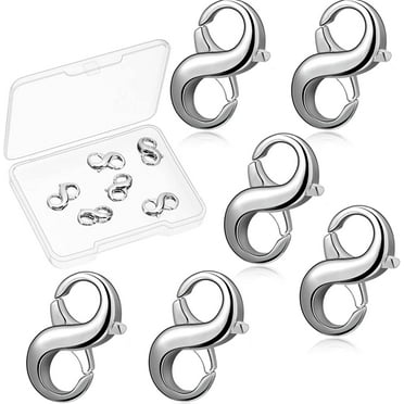 6 Pieces Double Lobster Shortener Clasp Necklace Clasp and Closures Opening Lock Charm Clasp Bracelet Connectors 0.63 x 0.39 Inch Extender for Jewelry Making DIY Supplies Repair Kit (Silver)