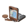 thumbnail image 2 of ELEHOLD Crossbody Case for Samsung Galaxy Z Flip 6, Premium PU Leather Wallet Case with Card Slots Shoulder Strap for Women Men Shockproof Case Cover for Samsung Z Flip 6,Brown, 2 of 10