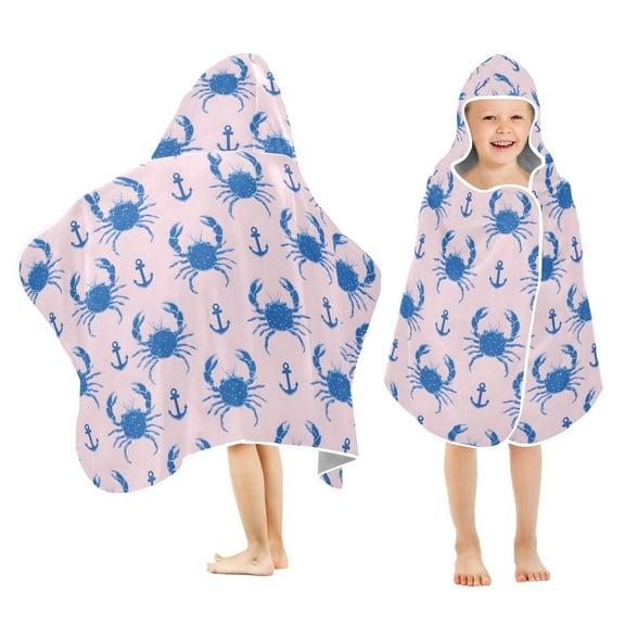 joogoo Anchor Crabs Kids Hooded Beach Towel Baby Bath Towel 23.5"x50"
