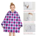 thumbnail image 6 of Pink Purple Checkered Pattern Blanket Hoodies for Kids 6-13YR Oversize Wearable Blanket Hoodies for Boys Girls Teens, 6 of 7