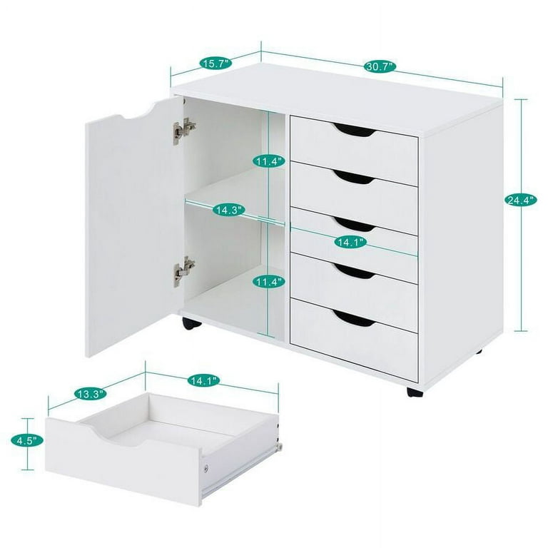 Naomi Home Craft Storage Cabinet 5 Drawer with Shelf/White