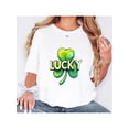 thumbnail image 1 of 1pc Lucky Clover Print Short Sleeve T-Shirt, Casual Polyester Knit Fabric Tee, All-Season Comfort FiCamisetas de verano para mujer, manga corta, cuello redondo, casual, lindo, con gráficos, camisetas, 1 of 7