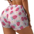 thumbnail image 2 of Fotbe Floral Strawberr Seamless Shorts, Womens Workout Shorts High Waist Stretch Booty Short for Gym/Yoga/Running/Biking-, 2 of 9