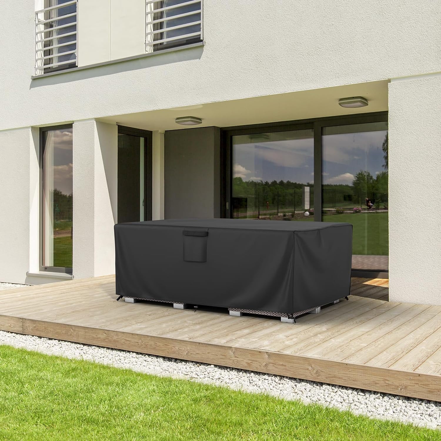 Patio Furniture Covers Waterproof, Outdoor Furniture Cover Fits up to 78L x 54W x 28H Inches, Rectangular Table and Chair Set Covers Rip-resistant Material with Windproof Buckles