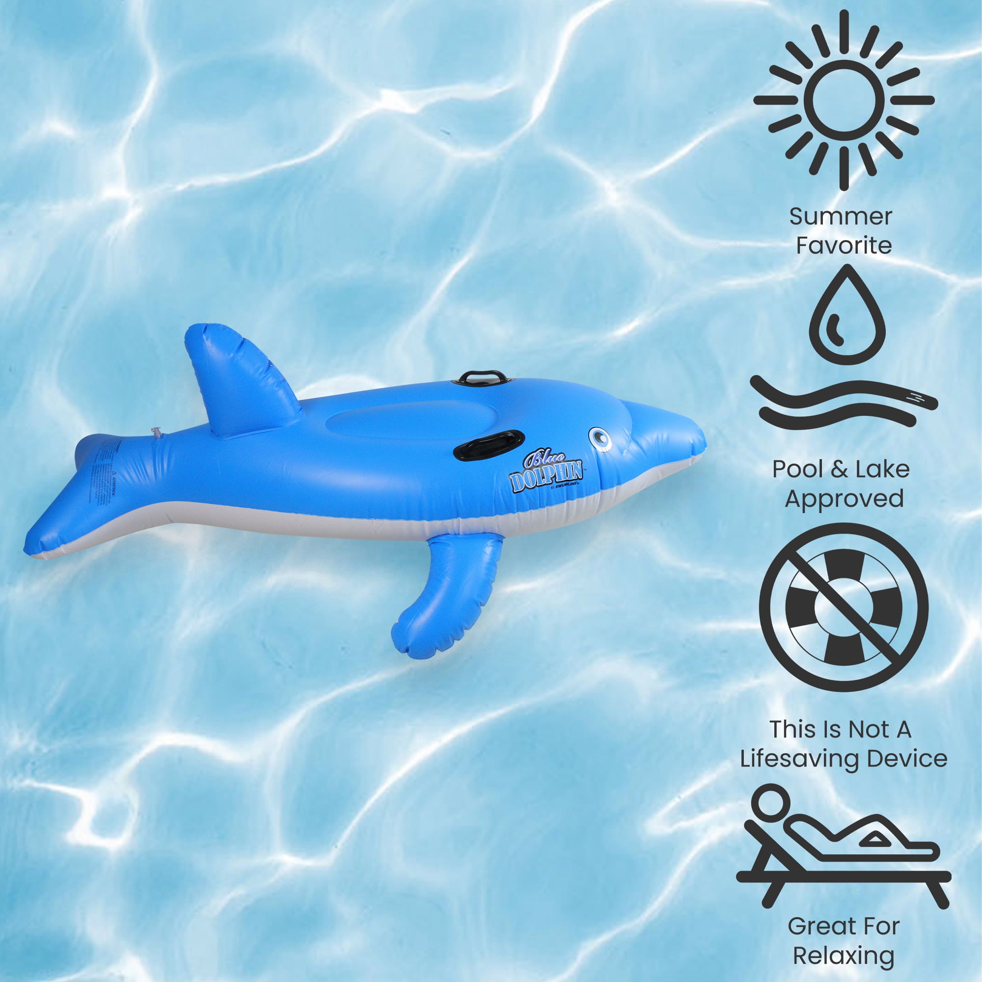 Swimline 61" Inflatable Ride-On Dolphin 1-Person Swimming Pool Float - Blue