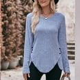 thumbnail image 5 of clear 50% off Usmixi Sale Womens Tops Sweater for Women Winter Cozy Soft Knitted Ribbed Irregular Button Pullover Sweater Tunic Tops Fall Trendy Solid Round Neck Long Sleeve Blouses Shirts, 5 of 5