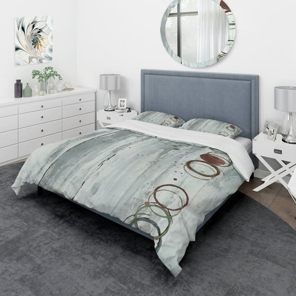 Designart 'Whitewashed Chinchilla' Geometric Duvet Cover Set