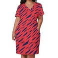 thumbnail image 1 of Abstract Pattern Loose Pocket Dress Women Casual V Neck Dress Printed Dress Abstract Pattern Blue Red Grunge Spot Modern Style, 1 of 5